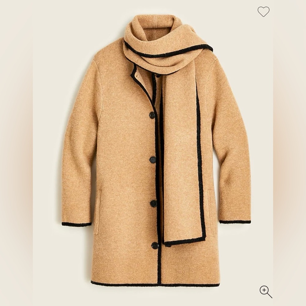 J Crew Merino wool-blend tie-neck sweater-jacket Sm/medScarf Coat Jacket